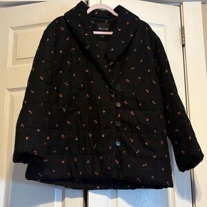 Madewell Black Puffer Jacket with flower Accents